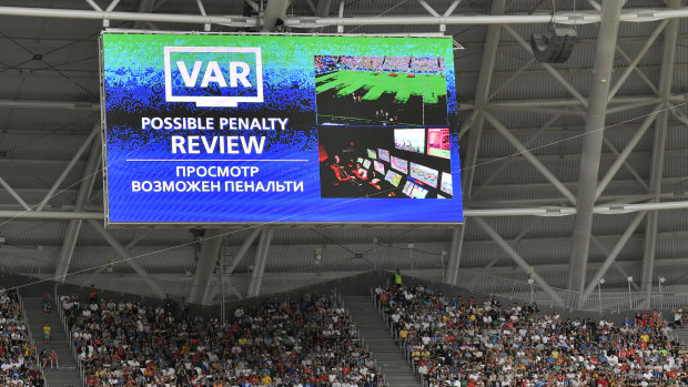 Helping hand: The VAR was called on to award Australia.