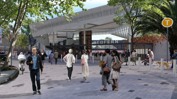 The planned Marian Street entrance on the eastern side of the station and shared zone.