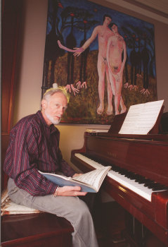 Nigel Butterley at work at his Stanmore home, 1995.