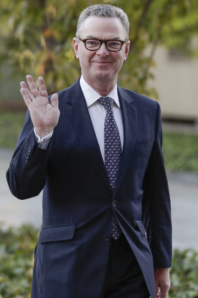 Christopher Pyne before his departure from Parliament House. 