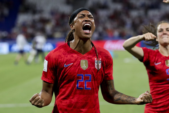 Jessica McDonald playing for USA at the 2019 Women’s World Cup. 