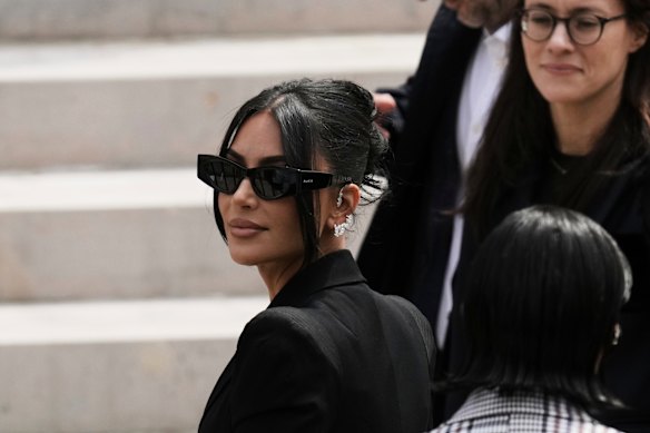 Kim Kardashian arrives to give evidence at the trial earlier this month.
