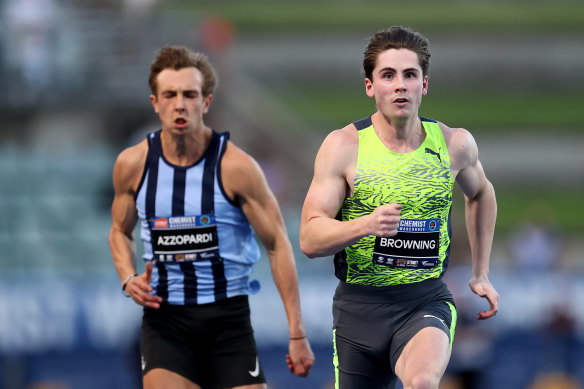 Rohan Browning, right, pictured last month at the Sydney Track Classic. 