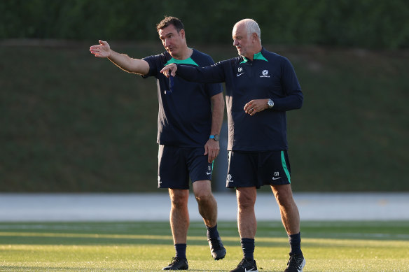 Tony Vidmar and Socceroos coach Graham Arnold are both treading carefully with Nestory Irankunda.