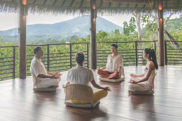 Early morning group meditation at Kamalaya.