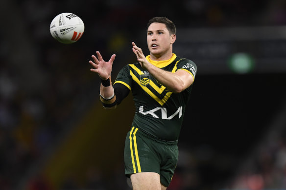 Mitchell Moses during his Kangaroos debut against Tonga.