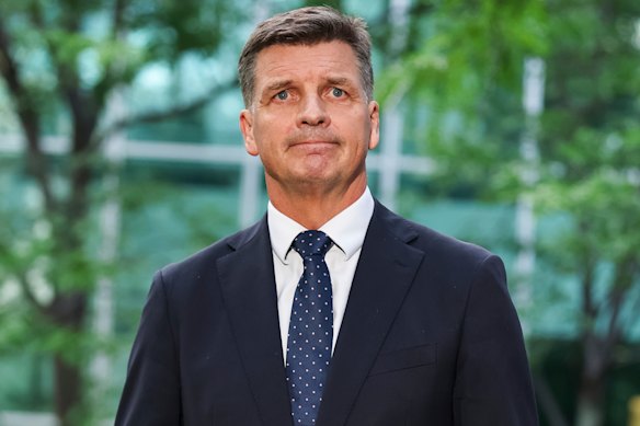 Angus Taylor announcing his resignation on Wednesday night.