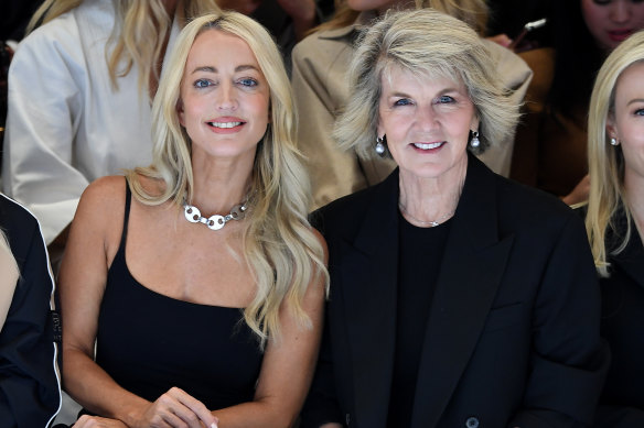 Jackie O and Julie Bishop at the P.E Nation show at Australian Fashion Week.