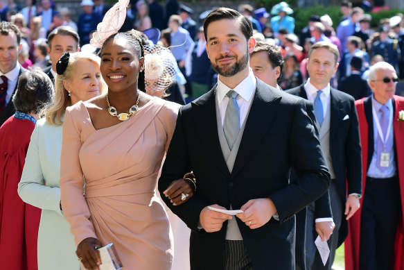 Serena Williams and her husband Alexis Ohanian arrive at St George’s Chapel at Windsor Castle for the wedding.