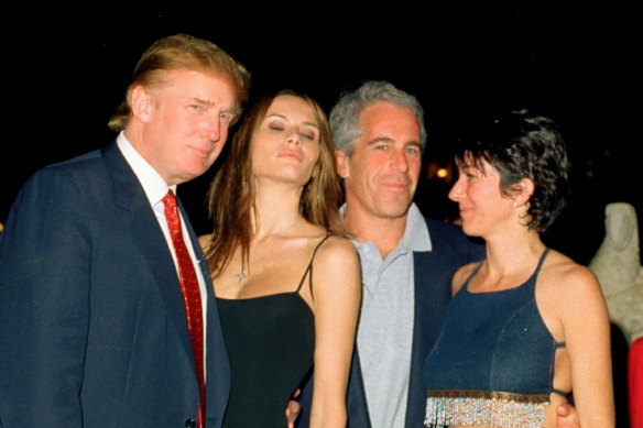 Then real estate developer Donald Trump and his wife-to-be, Melania Knauss, with Jeffrey Epstein and Ghislaine Maxwell at the Mar-a-Lago club in Palm Beach, Florida, in 2000.
