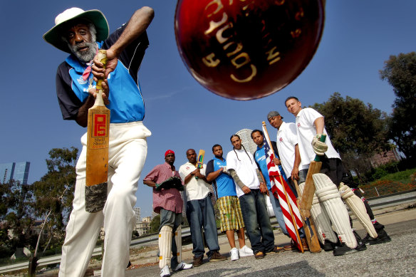 Getting the band back together: Ted Hayes (foreground) and the original Compton Cricket Club in 2007.