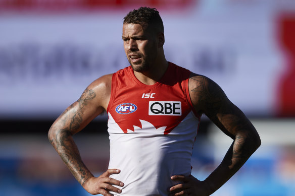 Lance Franklin injured his hamstring on Wednesday. 