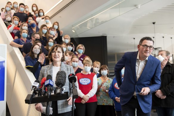 Health Minister Mary-Anne Thomas and Daniel Andrews make the funding announcement on Sunday.