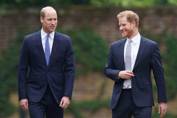 William and Harry were all smiles on the way to the statue unveiling ceremony.