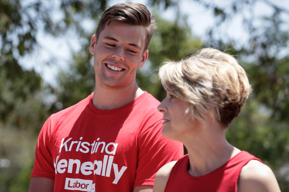 Daniel Keneally with his mother, former politician Kristina Keneally, in 2017.