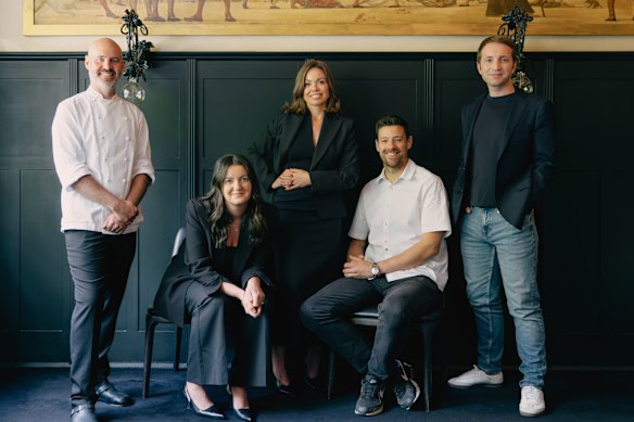 Edition Hospitality, the new owners of the Florentino building previously owned by the Grossi Family. From left: Edition culinary director Michael Greenlaw, operations director Sian Potsig, Rebecca Yazbek, executive chef Brendan Katich and food and beverage director Ged Bellis.