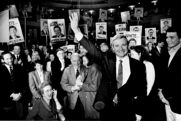Nick Greiner at a Liberal Party launch in 1988.