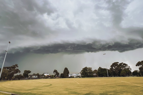 The storm front as seen in Bentleigh East on Tuesday afternoon.