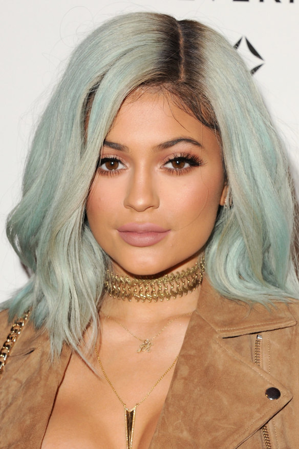 The colour of the moment, duck egg blue, on Kylie Jenner.