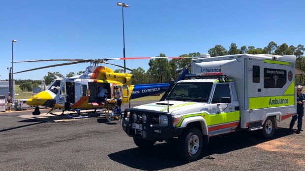 The RACQ CQ Rescue helicopter flew the man to hospital.