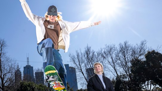 Ava Godrey is one of the skateboarding stars of Queens of the Concrete. She is pictured with documentary maker Eliza Cox at Riverslide park by the Yarra.  