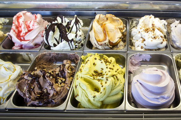 Gelato tubs at Cow and the Moon in Enmore. 