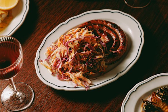 Springrock’s spiral sausage and coleslaw special.