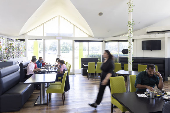With its vaulted ceiling, Sri Ananda Bhavan looks more like a modern church than a dining room.