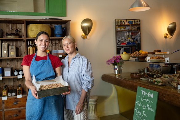Owners Dom Gattermayr (left) and Rose Richards in front of Florian To-Go’s counter.