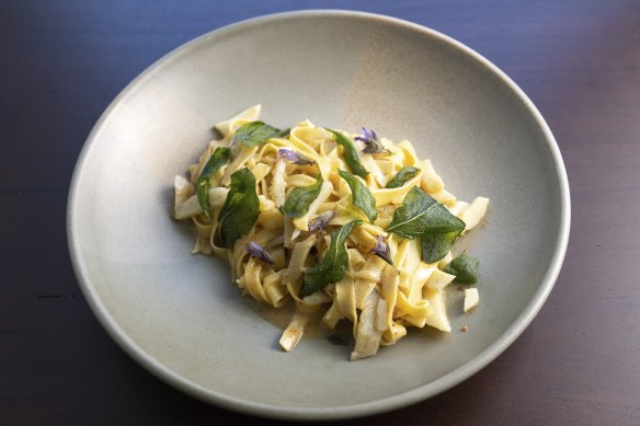 Fresh pasta with artichokes, brown butter and sage.