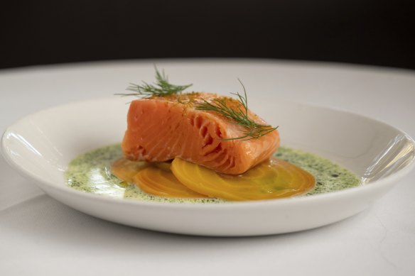 The go-to dish: The confit salmon is uniformly tender and rich.