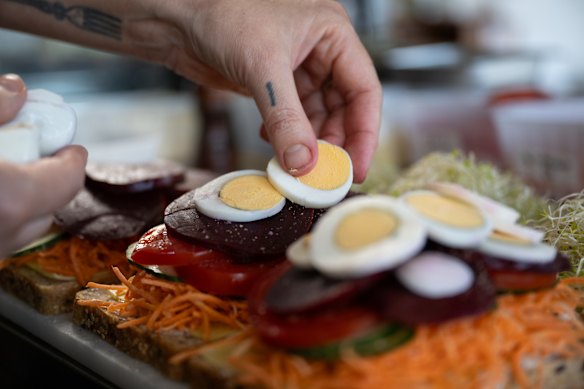 Sliced boiled egg and alfalfa are non-negotiable, says Bicknell.