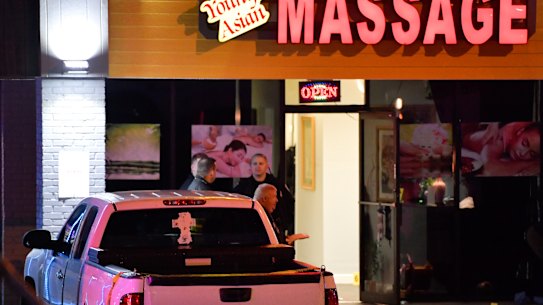 One of the massage parlours where a gunman killed people in Atlanta.
