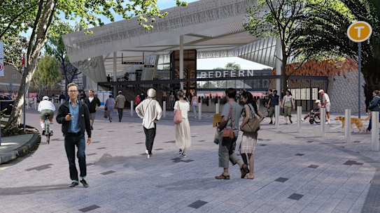 The planned Marian Street entrance to Redfern station, on the southern side of the railway line.