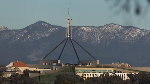 Parliament House in Canberra. The number of people employed by government departments has risen sharply since the COVID-19 pandemic.