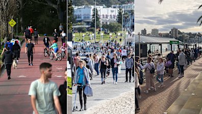 Crowds at The Bay Run, Bondi and Milsons Point wharf near Luna Park.