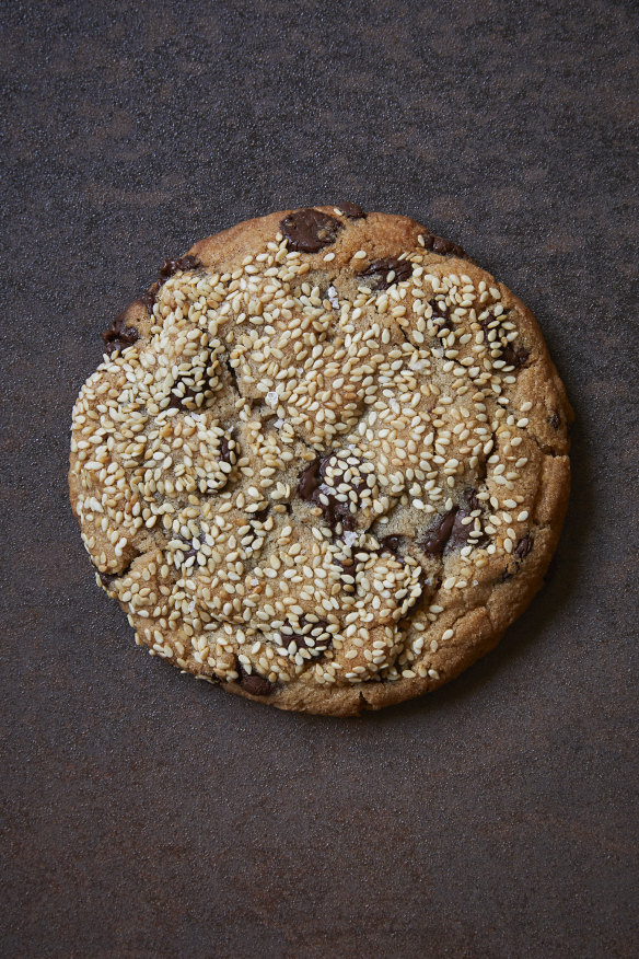 Salted chocolate tahini cookies.