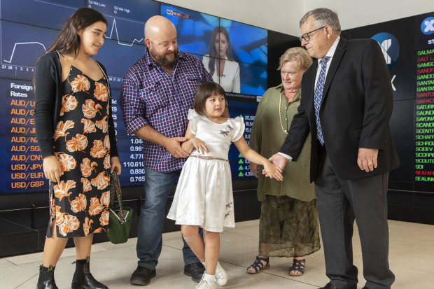 Katelyn Lambert, at centre, with (from left), sister Laura, father Michael and grandparents Joy and Barry. 