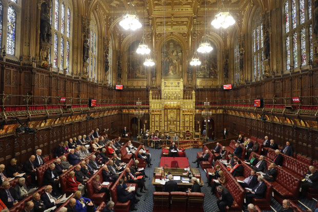 The House of Lords inside the magnificent neo-Gothic palace.