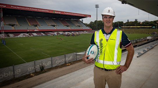 QRU chief executive David Hanham at Ballymore this week, with the eastern stand to the left of the picture.