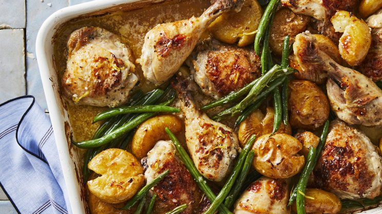 Greek chicken and potato traybake: RecipeTinEats' recipe