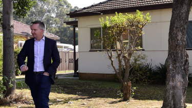 Shadow Treasurer Chris Bowen addressed the media outside his childhood home in Smithfield, Sydney, on Tuesday.