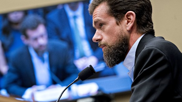 Jack Dorsey, co-founder and chief executive officer of Twitter Inc., makes an opening statement during a House Energy and Commerce Committee hearing in Washington, DC.