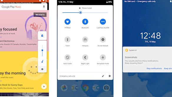 New volume controls; quick settings; and notification prompts.