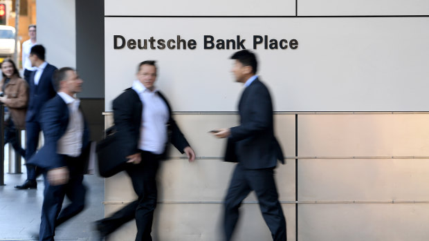 The office of Deutsche Bank is seen in Sydney, Tuesday, July 9,