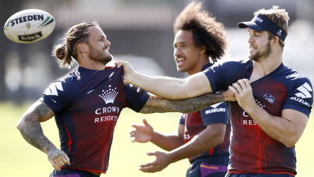 Sandor Earl (left) will play for Melbourne Storm in their NRL trial match on Friday night.
