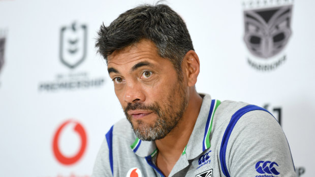 Warriors coach Stephen Kearney speaks at a press conference after the Warriors' loss to the Raiders.
