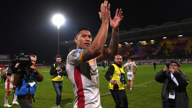 There is growing support among NRL clubs for Israel Folau (pictured playing with Catalans Dragons) to return to where his career started.