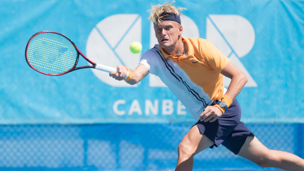 Spanish teenager Nicola Kuhn in action at the Canberra International on Saturday.  