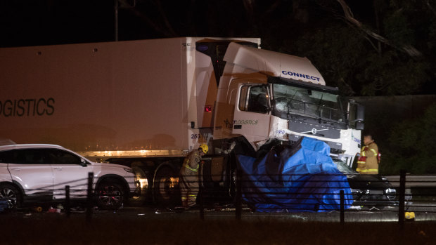 The scene at the crash in Kew that killed four police officers.